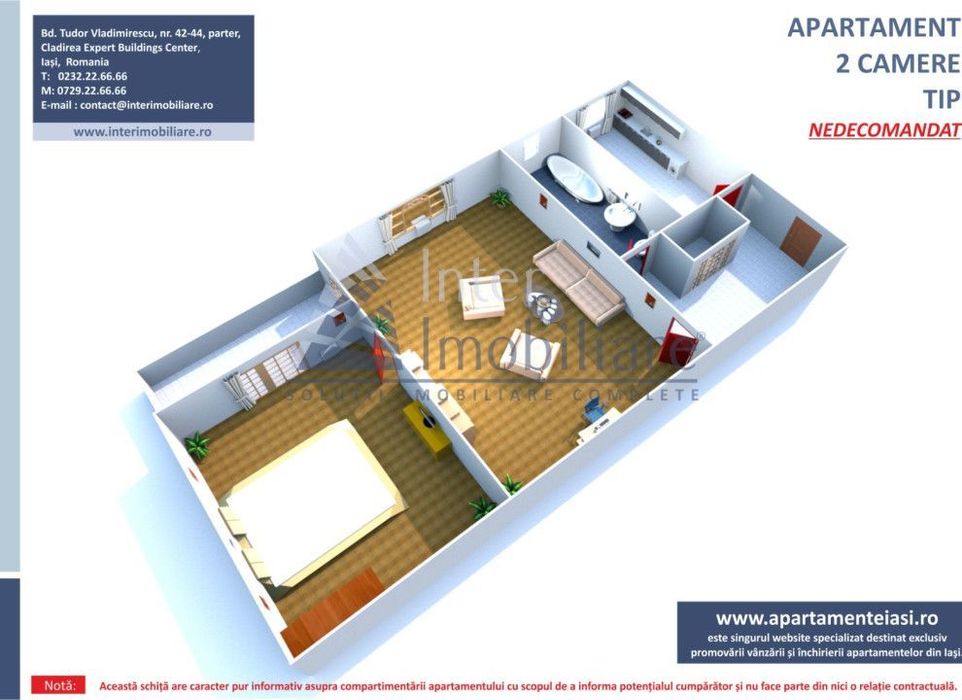 Apartament  2 camere Tudor Vladimirescu , 50 metri, etaj 1 Cod:163269
