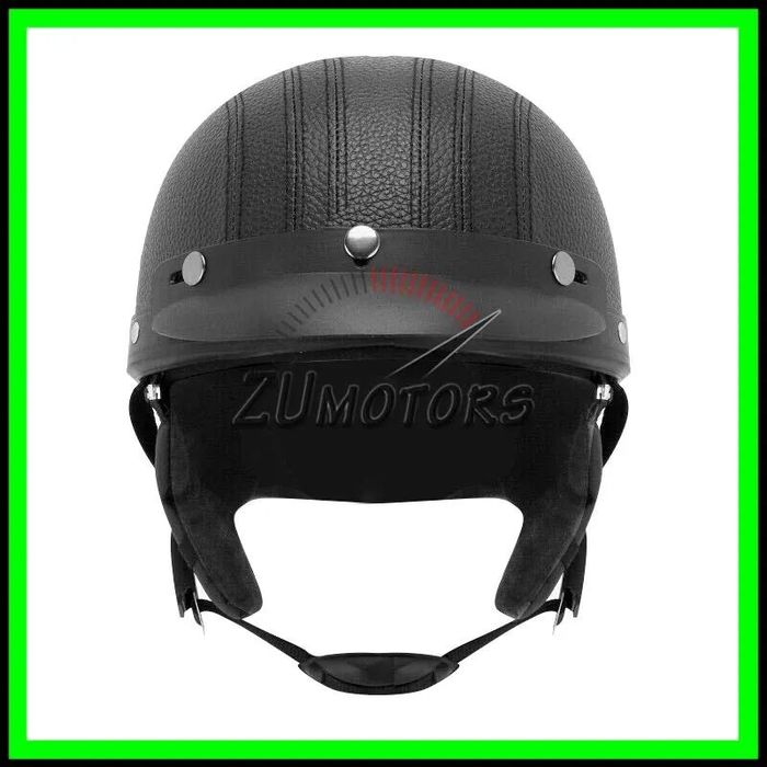 Casca moto Retro scuter Vespa Chopper Piele - Negru