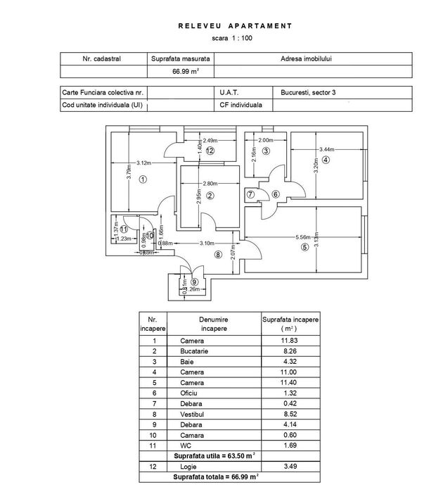 3 camere metrou Dristor, renovat