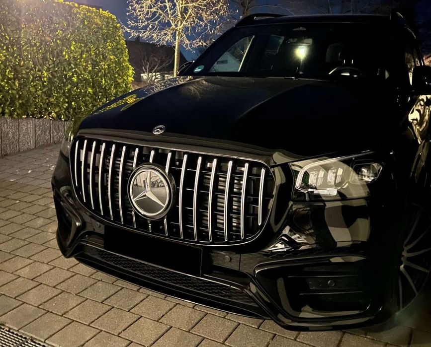 X167 AMG line предна броня Facelift GLS  mercedes решетка емблема