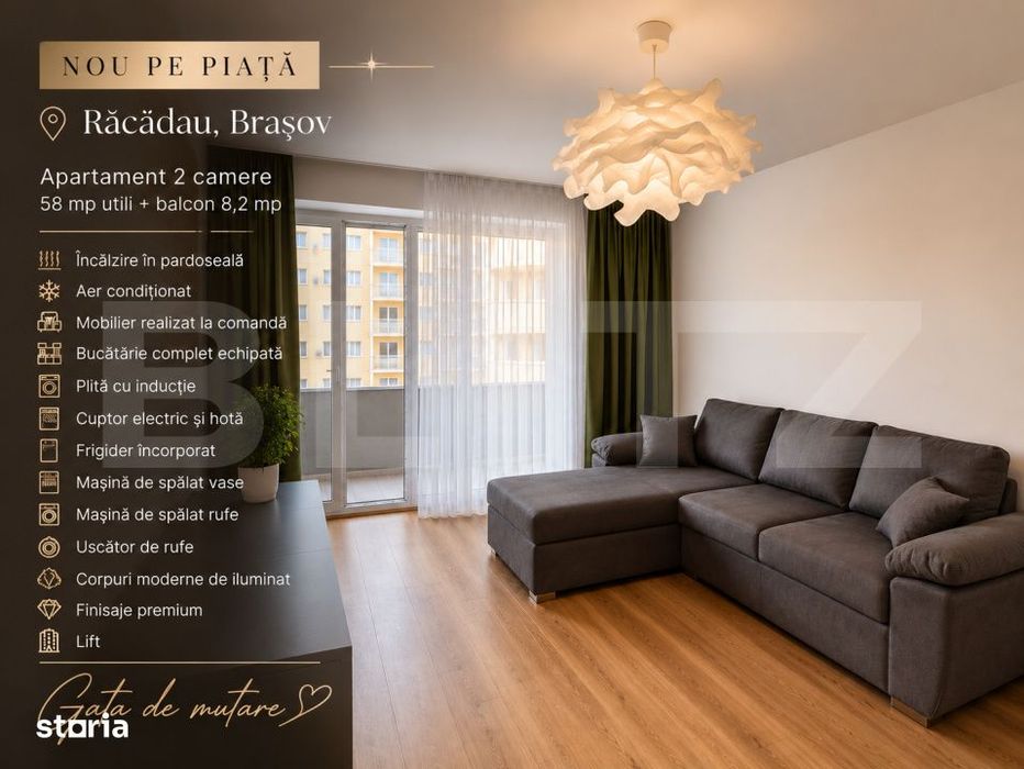 Apartament 2 camere, balcon 8,2 mp, parcare, Racadau — fotografia 1
