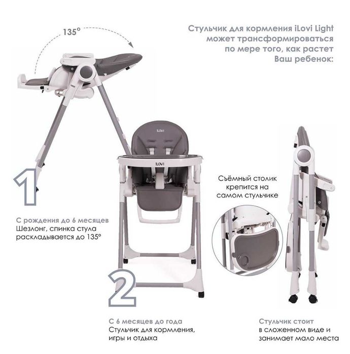 Стул для кормления iLovi Light с колесами