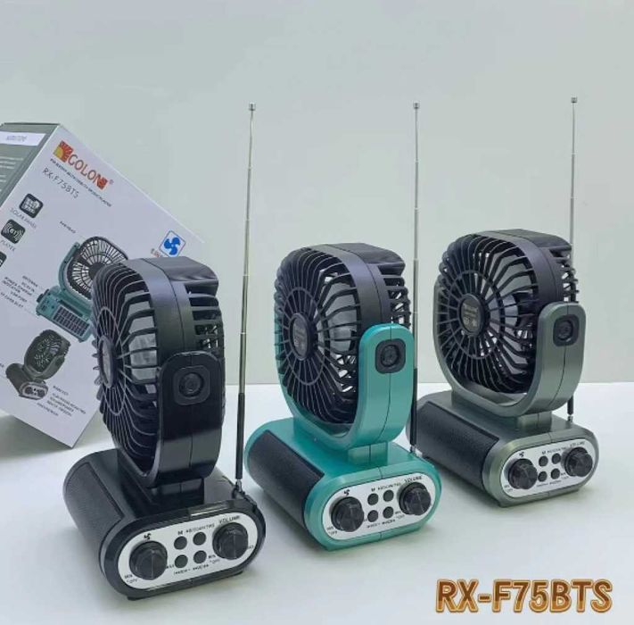 Комплект 2в1 Соларно радио + Вентилатор GOLON RX-F75BTS ,Bluetooth,USB
