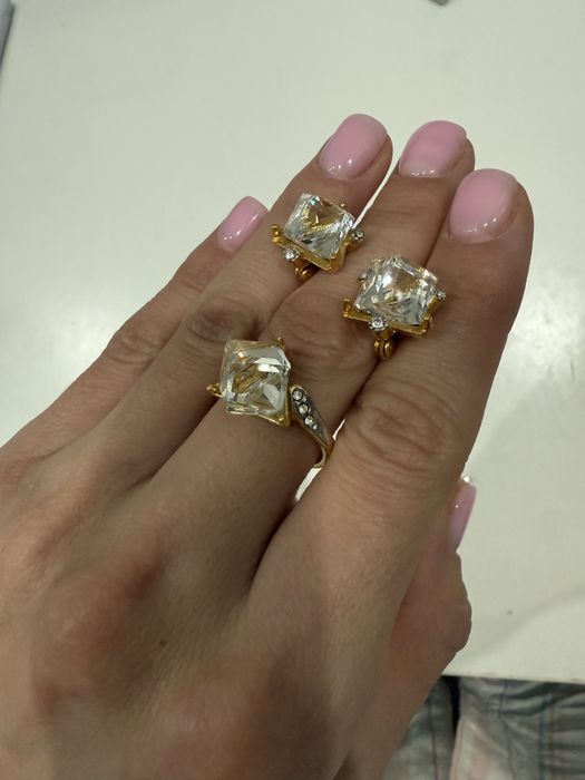 кольцо серги горный хрусталь