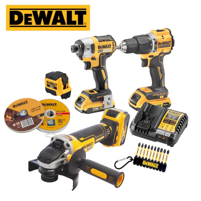 Комплект DeWALT Ъглошлайф , Винтоверт , Импакт , Батерии , Зарядно