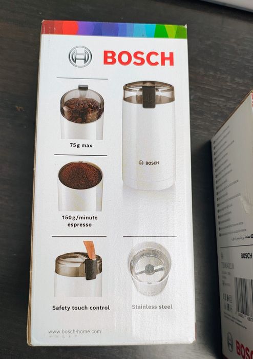 Rasnita de cafea Bosch TSM6A011W, 180 W, 75 g, cutit otel inoxidabil