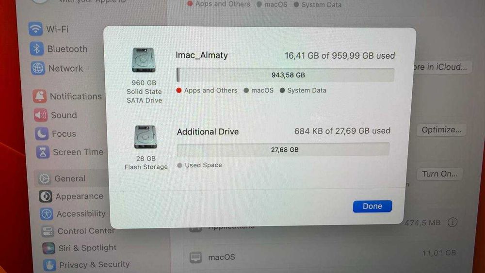 Imac SSD 1TB, 16GB DDR4, Core I5.