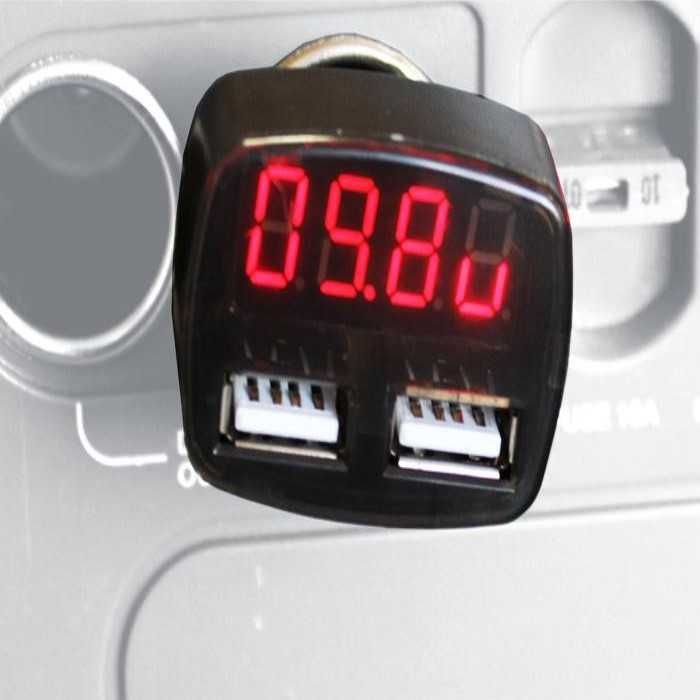 Дигитален волтметър Automat, Електрически, 12-24V, 2 USB, Черен