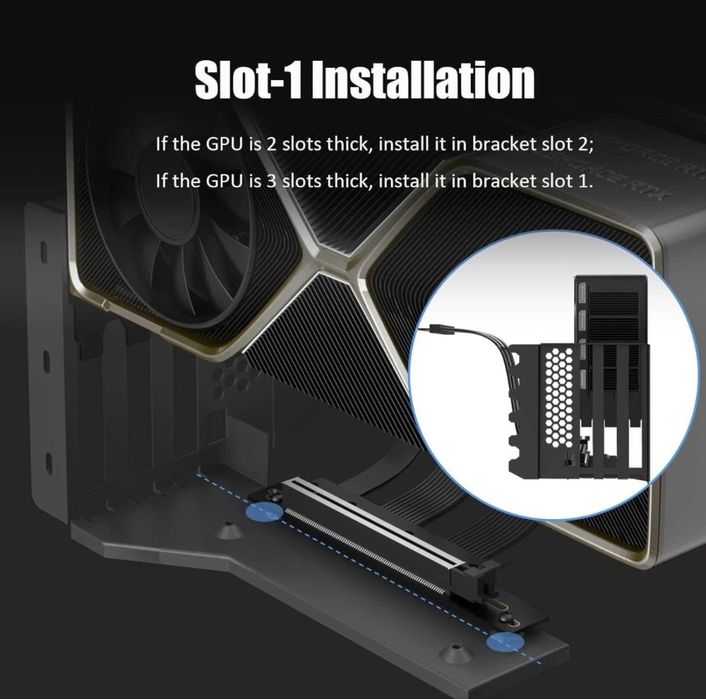 GLOTRENDS Suport Vertical GPU PCIe 5.0 x16 Riser 150mm 3 Slot RTX 5090 4090 RX 9070 Placa Video PC Gaming Resigilat Open Box