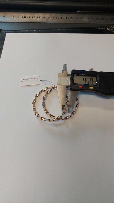 Златни обеци ''Макарони''  бяло и жълто злато - 6.06гр