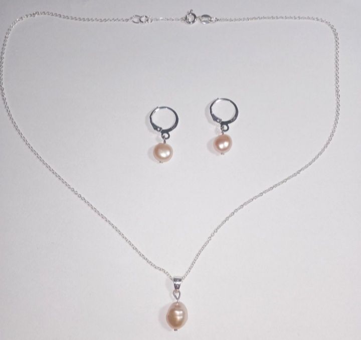 Set cercei și colier argint 925 și perle naturale
