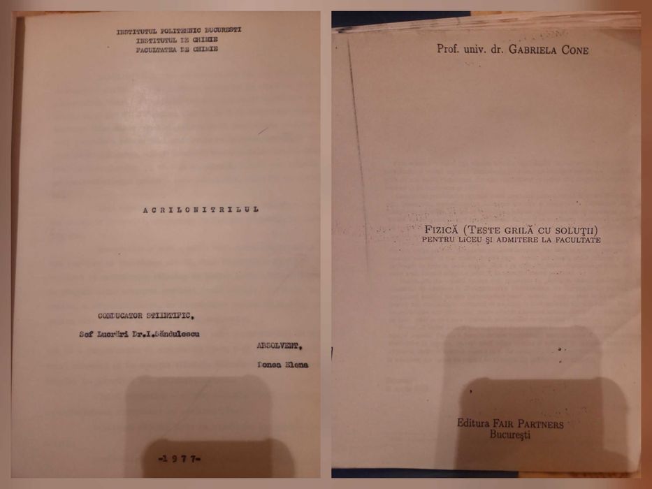 Materiale didactice (fizică, istorie, chimie, matematică)