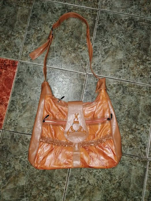 Английски дамски кожух дълъг от агнешка кожа,дамска кожена чанта