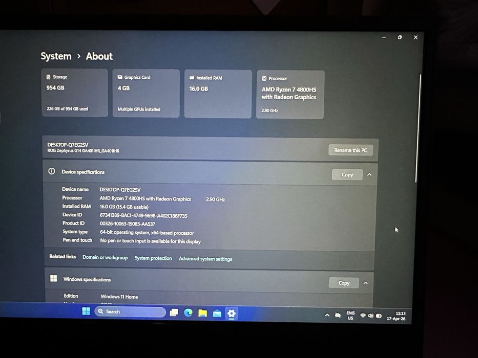ASUS ROG Zephyrus G14 Ryzen 7 / 16GB RAM / GTX 1650 / SSD 1TB – Gaming & Ultraportabil