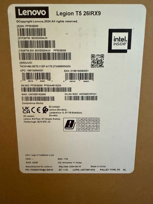 Геймърски компютър Lenovo Legion T5 с RTX 4070 Super