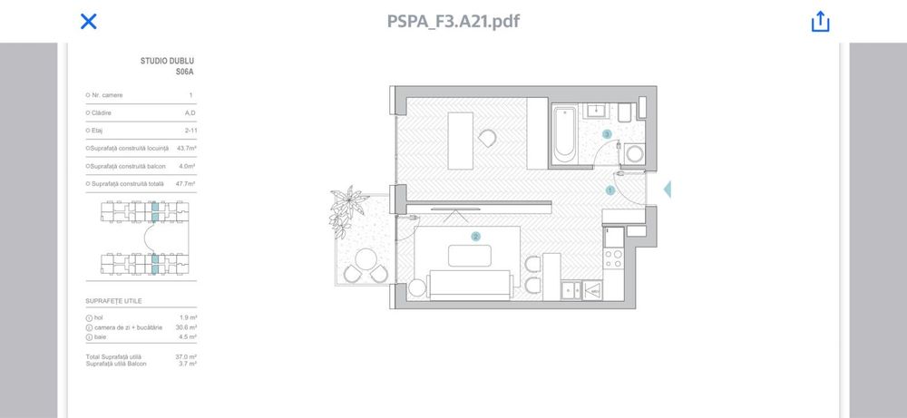 PROPRIETAR | Studio dublu | SILK DISTRICT | Etaj 4 |