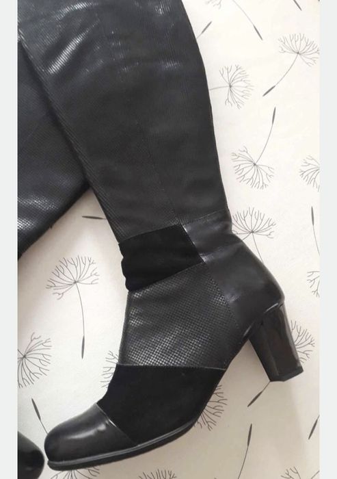 Дамски ботуши естествена кожа и велур