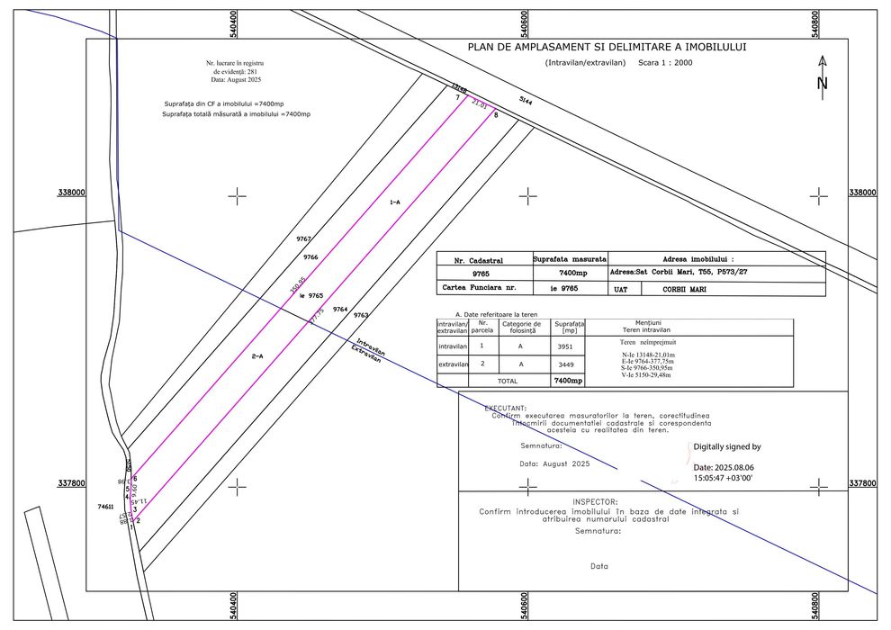 Teren 7400 mp Corbii Mari, La 5 minute de A1 Intra + Extra Proprietar