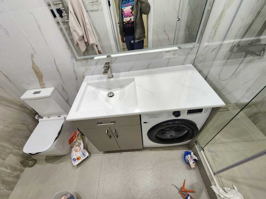 Столешница, умывальник из кварца и акрила (искусственный камень)