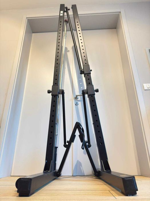 Set Complet Home Gym: Rack pliabil, banca, bara si 75kg Discuri