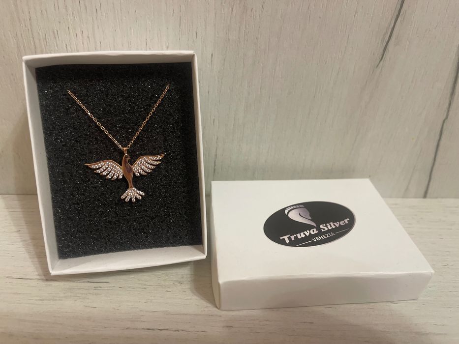 Дамско сребърно колие с покритие розово злато