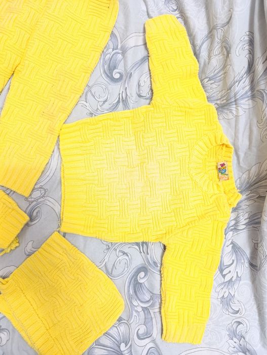 Детский комплект пинетки, шапка, штаны и жемфер