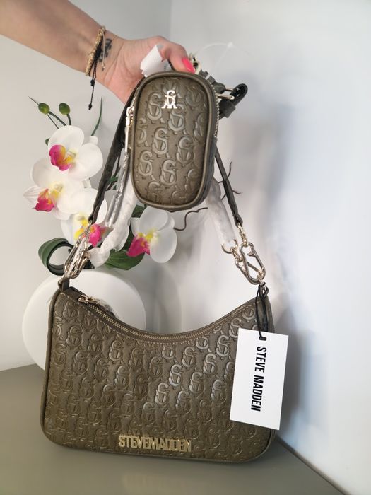 Оригинална дамска чанта Steve Madden - Маслинено злато
