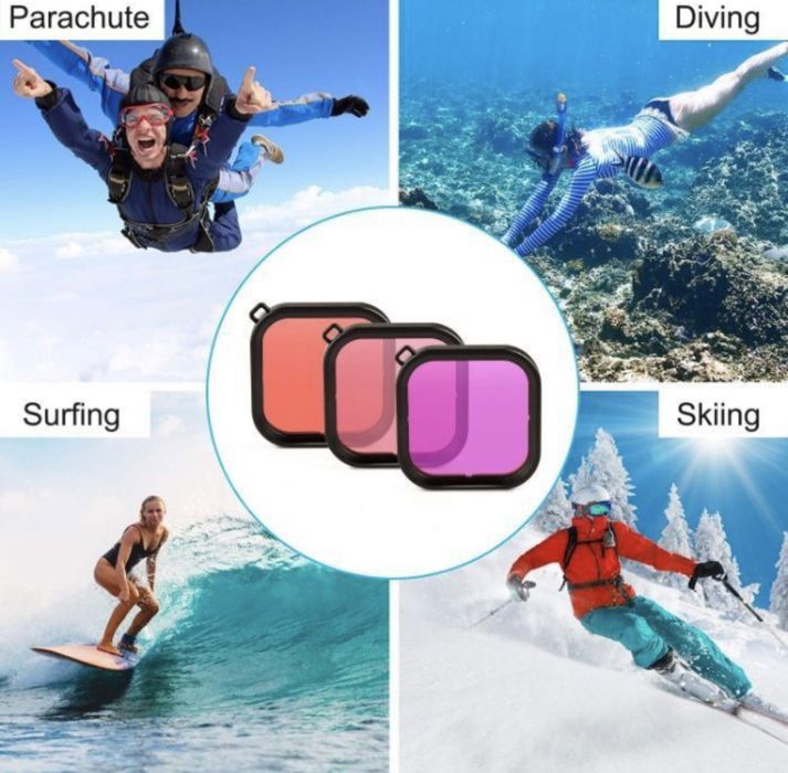 Комплект филтри GoPro Hero 8 Black екшън камери лепенка стойка