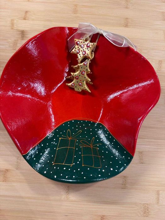 Farfurie decorativa ceramica unicat Craciun
