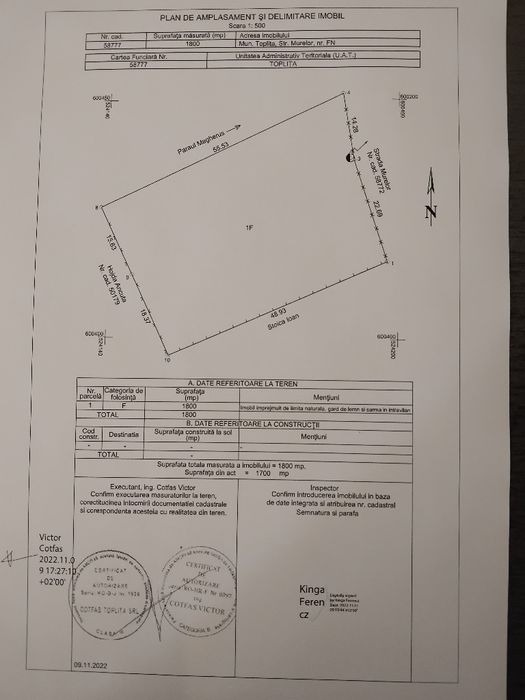 Teren intravilan superb Toplița  pe str. Murelor ptr investiție sau  ptr.locuinta