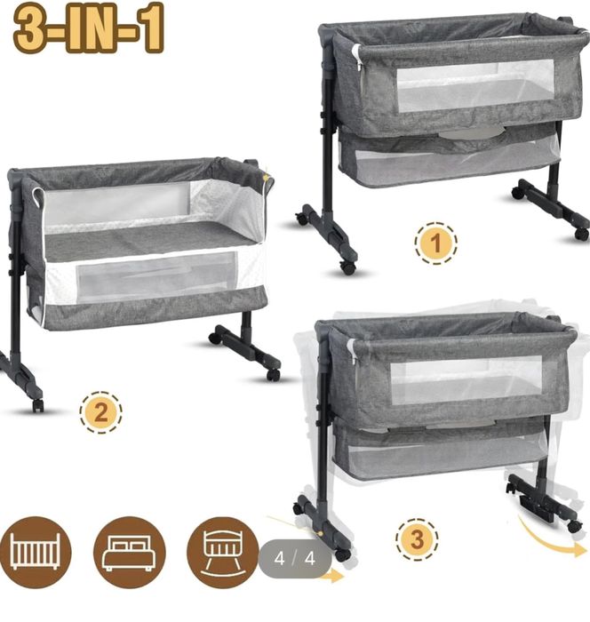 Pat bebe cu roti si plasa