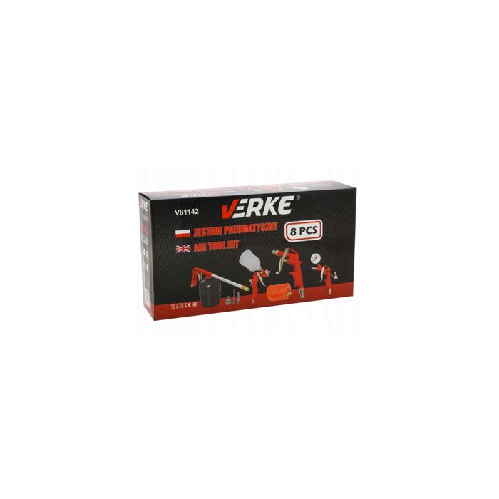 Kit compresor 8 piese, pistol suflat, vopsit, umflat, antifonat,