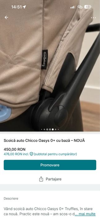 Scaun auto Chicco Oasys Truffles 0luni+
