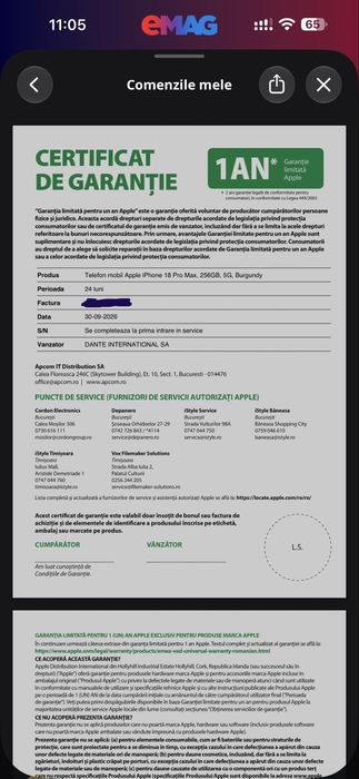 Iphone 18 pro max burgundy sigilat factura