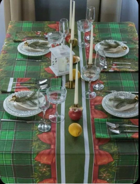 Новогодняя скатерть 145×220 см.Отличный подарок на новый год