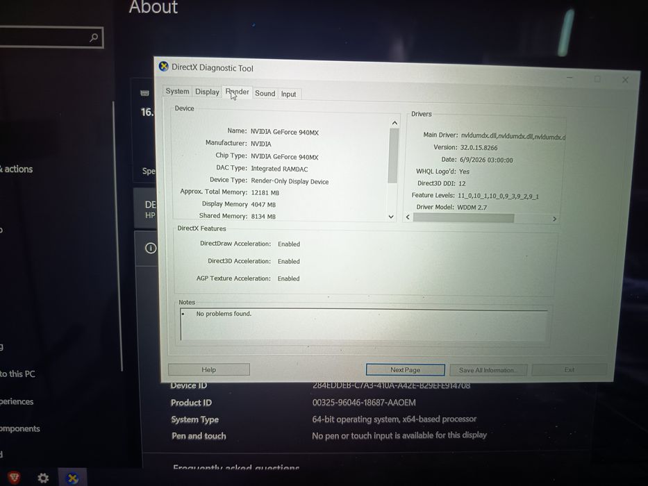HP Pavilion 15" i7 2,7 Ghz 1,2 Tb Nvidia GeForce  940mx 4Gb