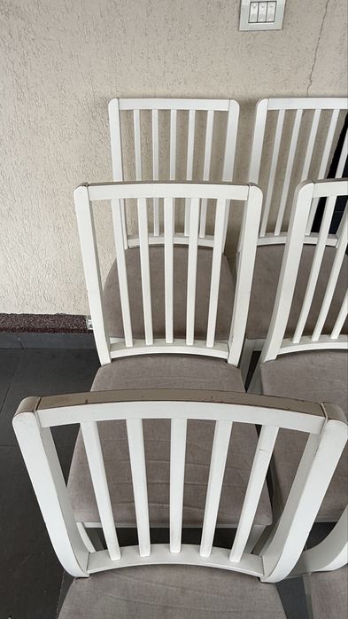 Set 6 scaune bucătărie IKEA – lemn masiv + tapițerie