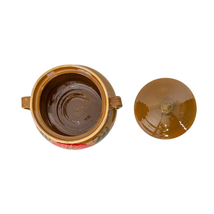 Глинен съд с капак за готвене, диаметър 18 см , вместимост 2 литра