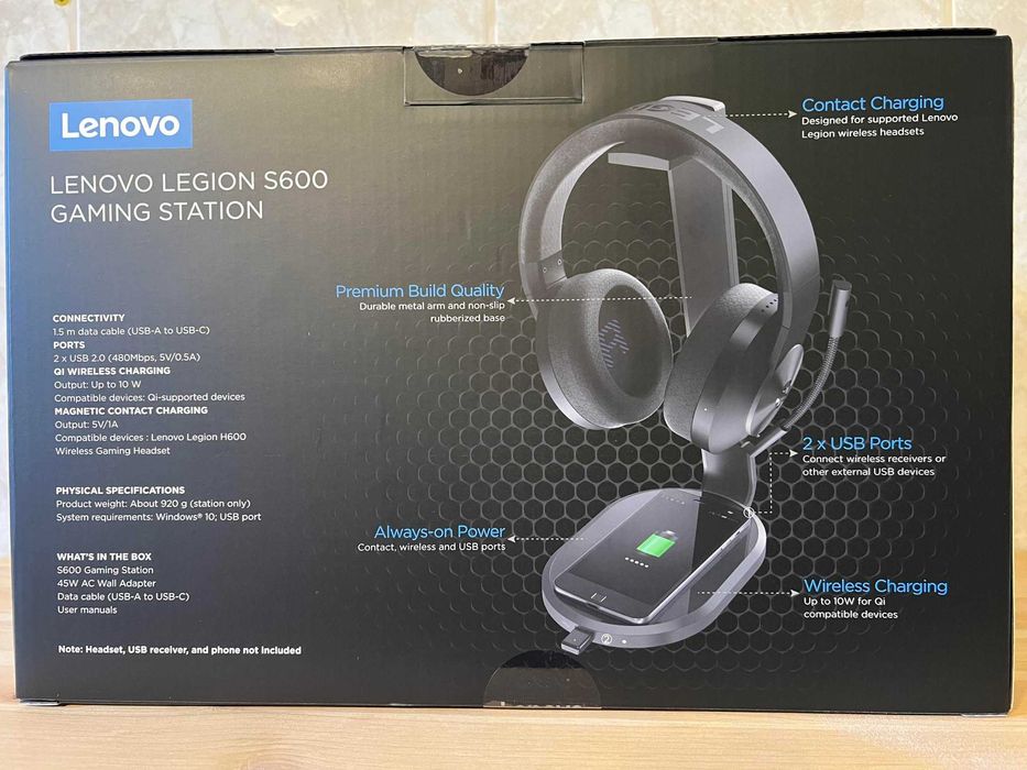 Stand Casti Lenovo Legion S600 Gaming Station, Incarcator Wireless