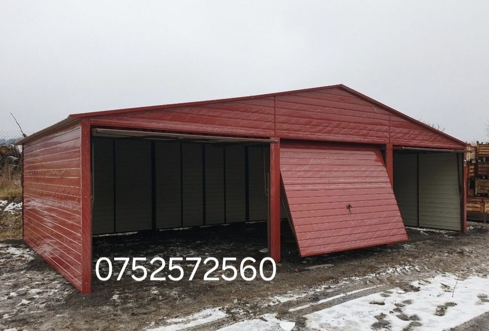 Garaje auto metalice învelite cu panou senwis