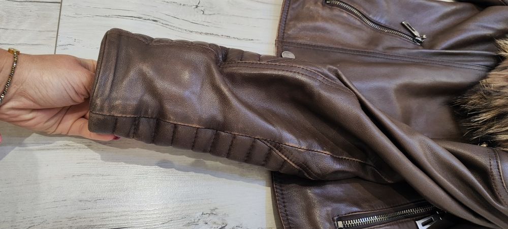 Кожено яке,естествена кожа, с качулка косъм, Patricia Pepe,Liu Jo,Avin