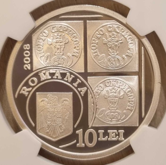 Moneda BNR 10 lei argint Cap de Bour gradata NGC PF 69 UC