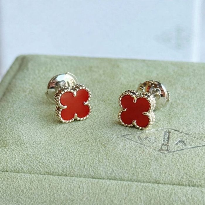 Пусеты клевер Van Cleef (sweet alhambra) Премиум качество 18k золото