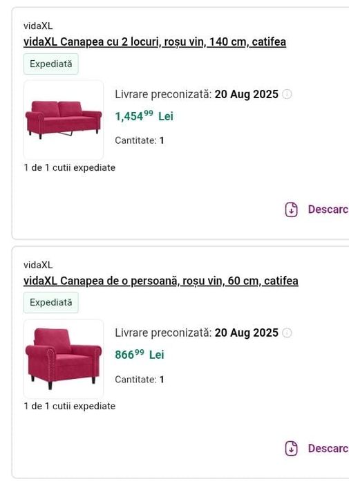 Set canapea si fotoliu