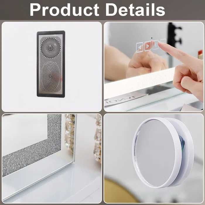 Огледало лед LED за тоалетка или стена, Bluetooth, Fenchilin