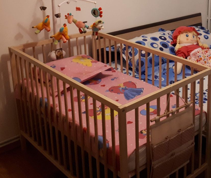 Patut bebe lemn Ikea+saltea