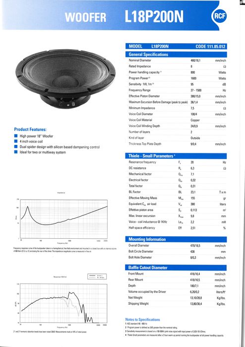 Boxe bass copie ElectroVoice MTL-2 cu difuzoare RCF de 18"