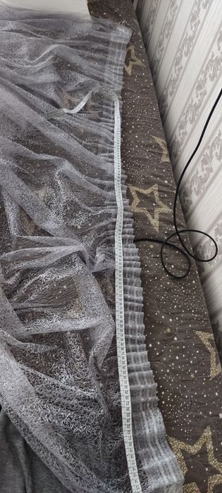 Тюль на кухню серебристый