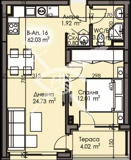 Продава се Двустаен апартамент в Бургас, Изгрев - 62 кв.м за 1301 €/кв.м - Снимка #1