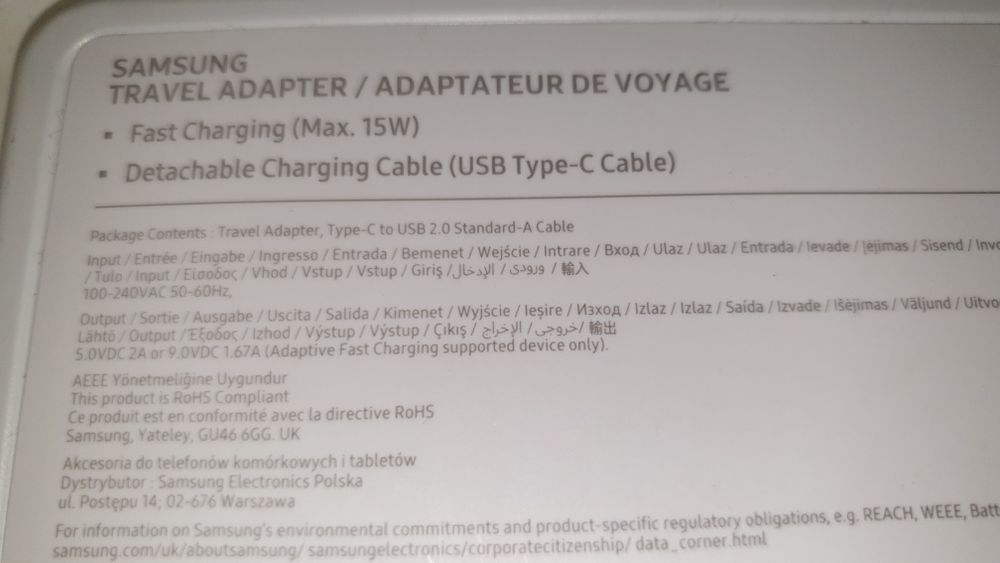 Incarcator original priza+cablu USB C Samsung Fast Charge S8 9 10 Note